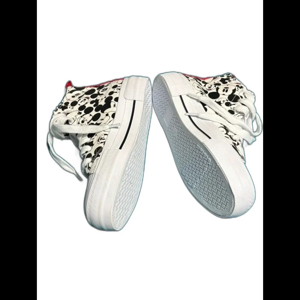 Disney Mickey Mouse High-Top Sneakers White/Black Women's Size 8 EUR 39.5 NWOT